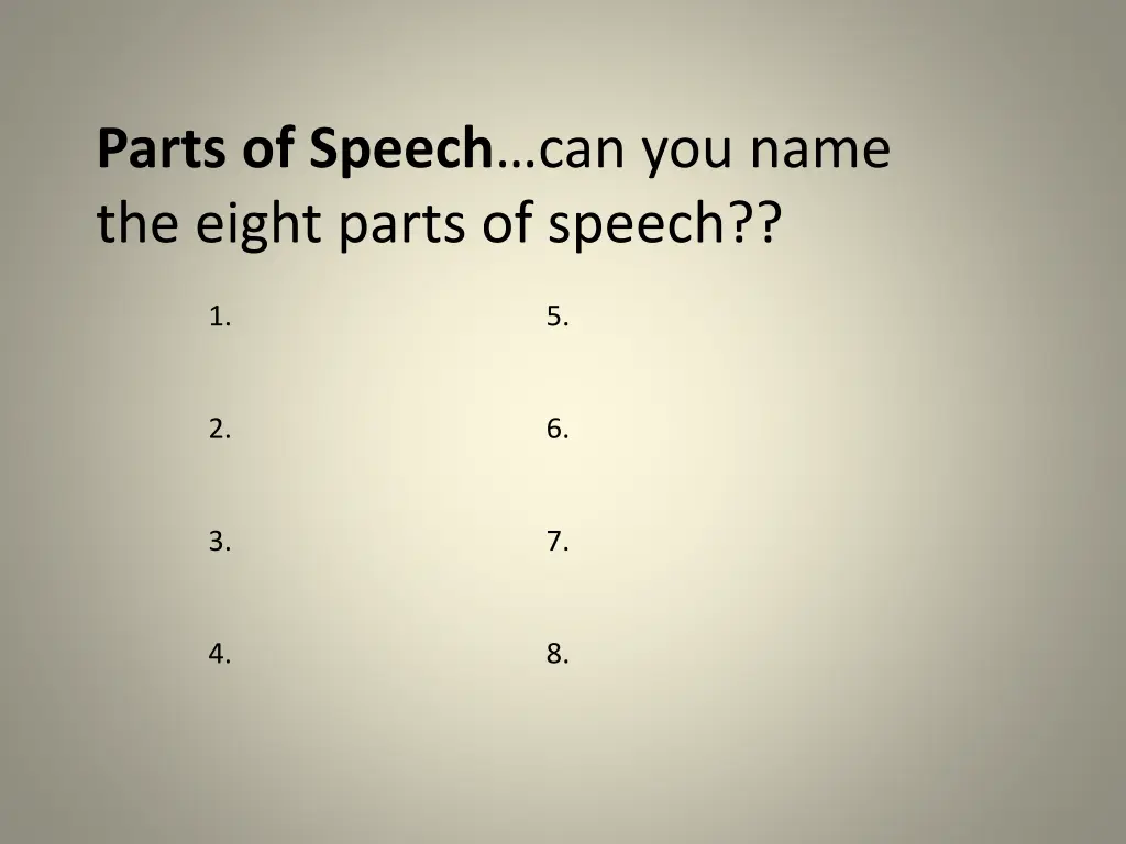 parts of speech can you name the eight parts