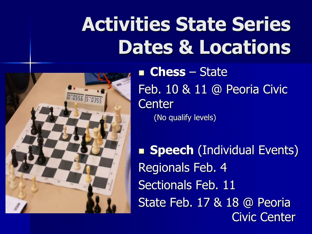 activities state series dates locations