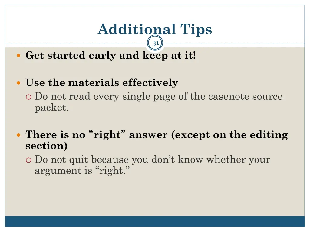 additional tips 31