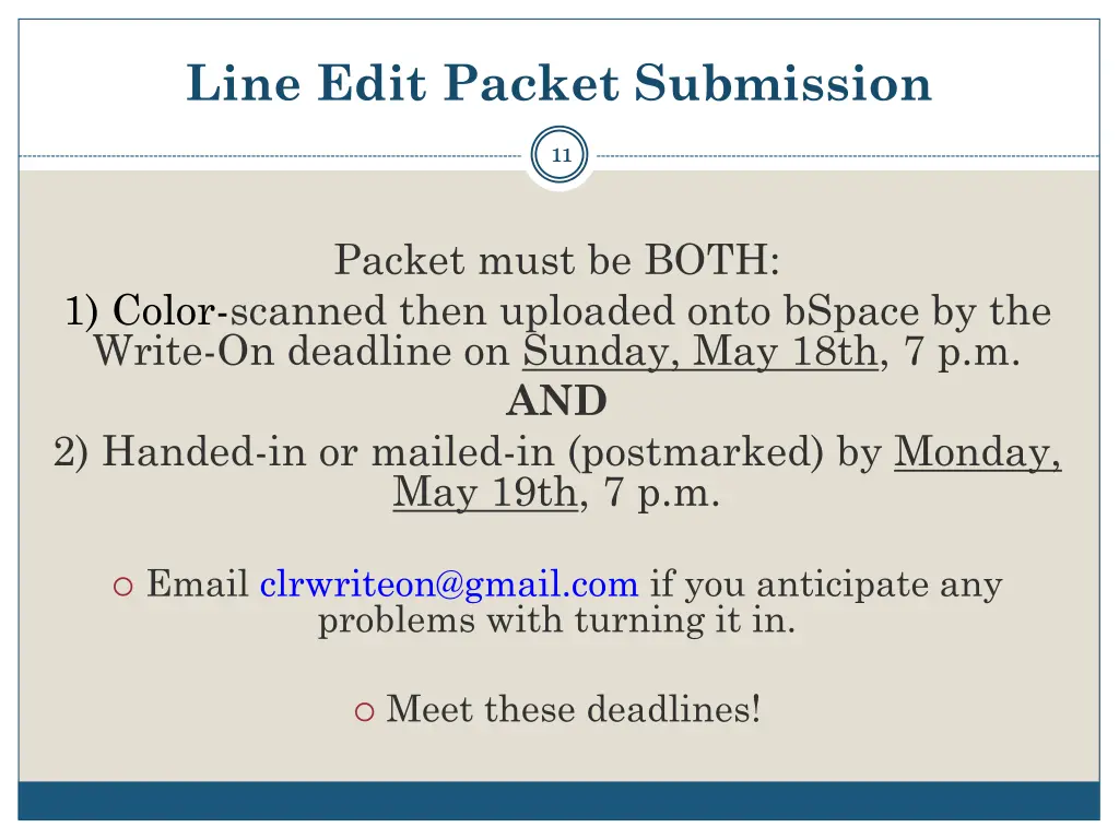 line edit packet submission