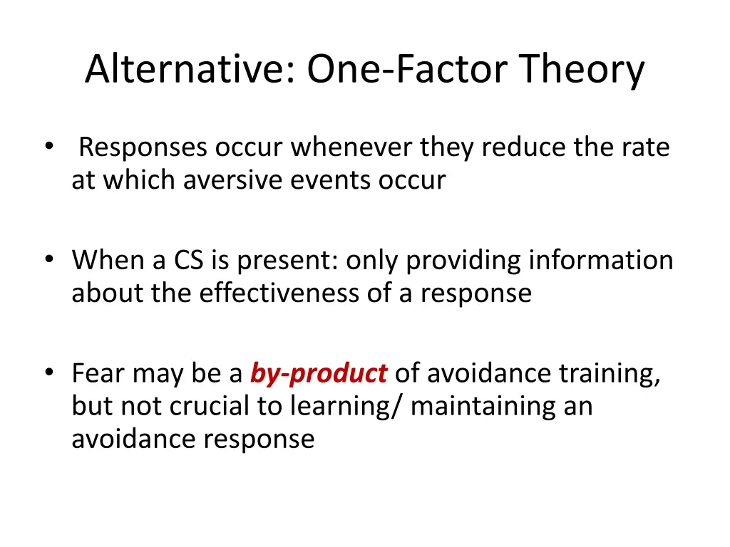 alternative one factor theory