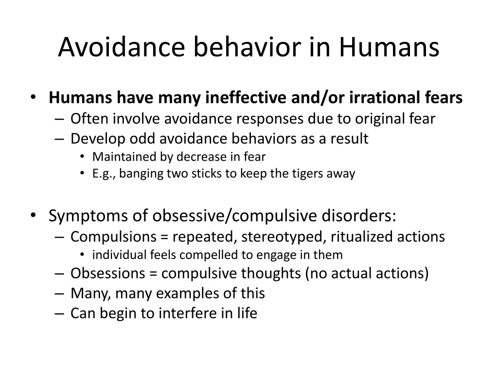 avoidance behavior in humans