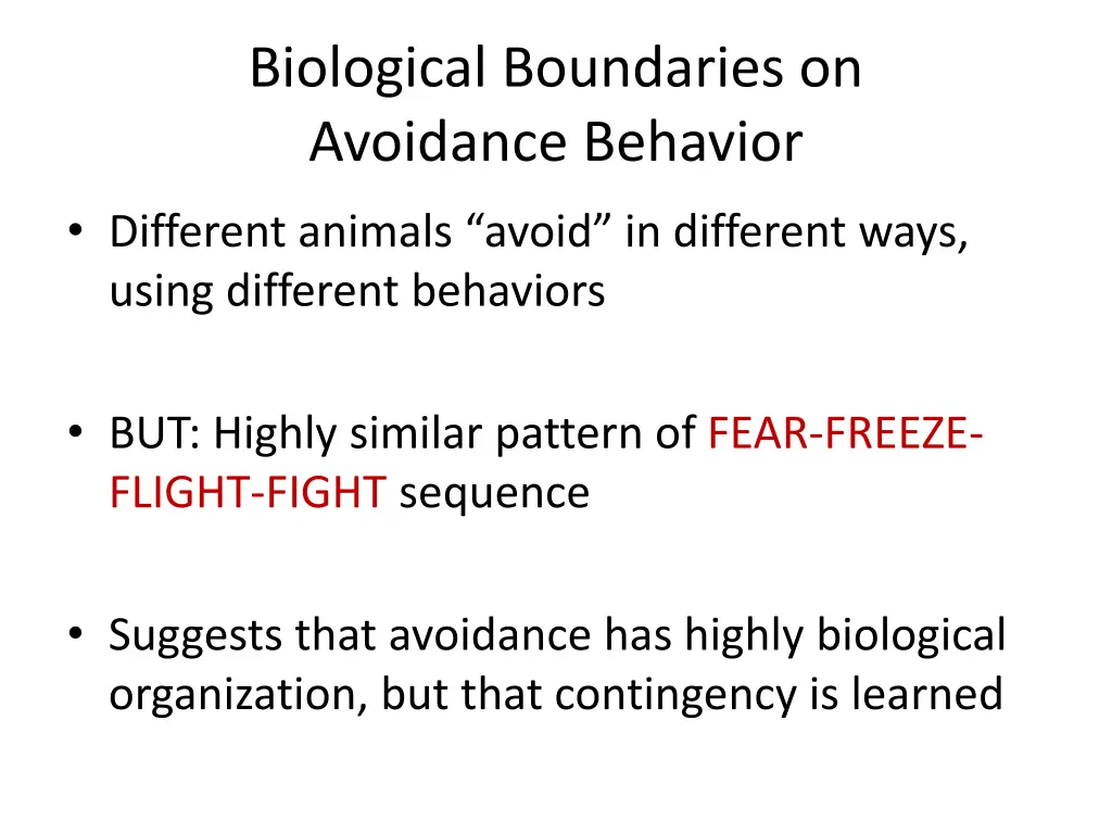 biological boundaries on avoidance behavior