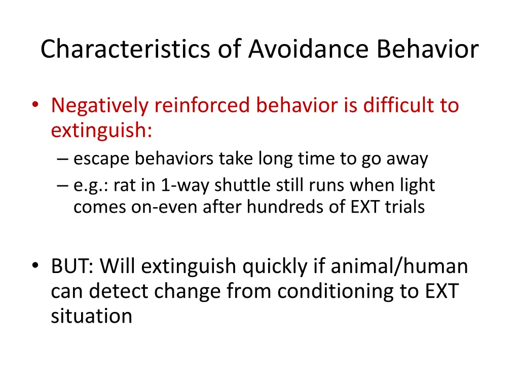 characteristics of avoidance behavior