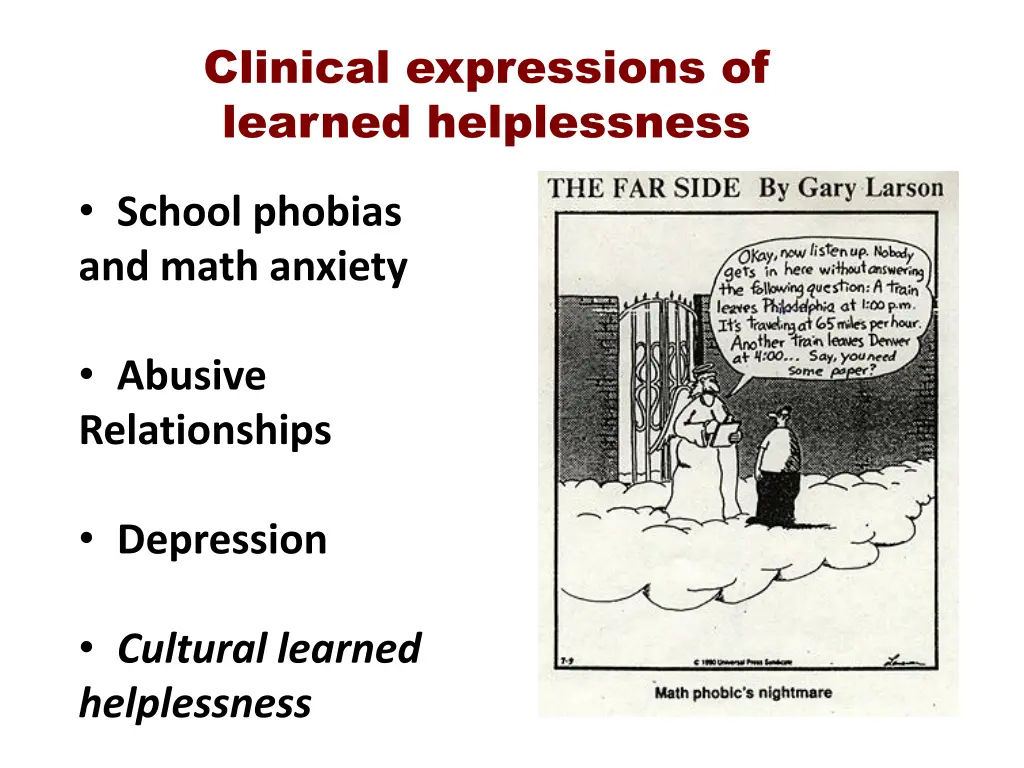 clinical expressions of learned helplessness