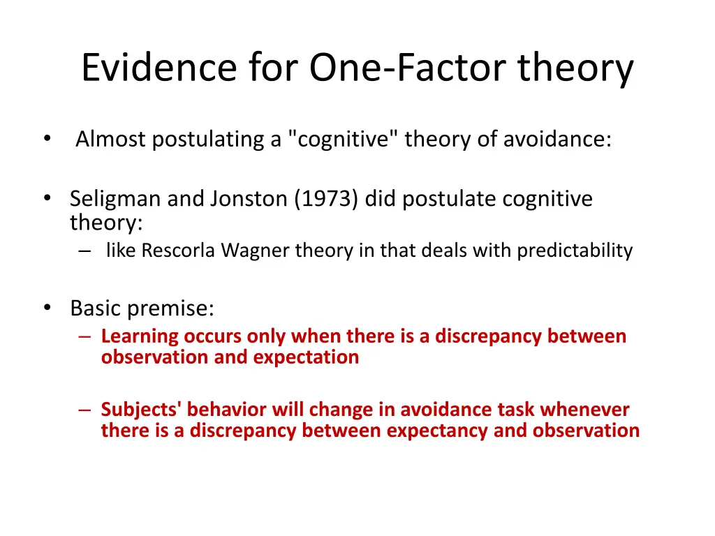 evidence for one factor theory