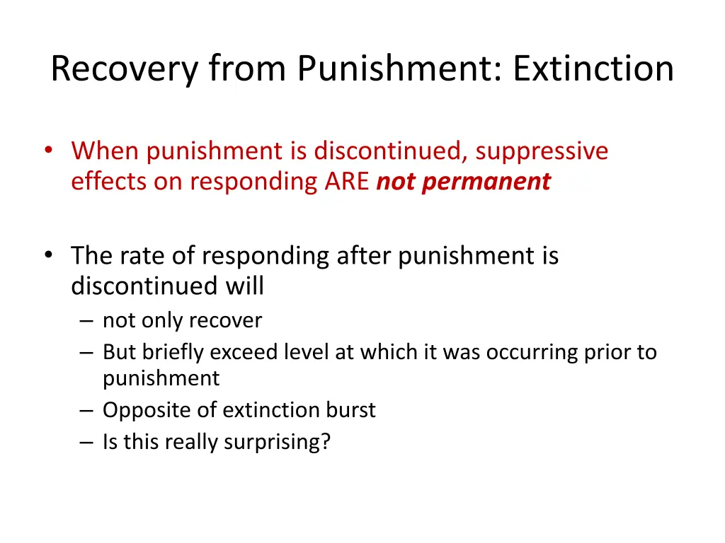 recovery from punishment extinction