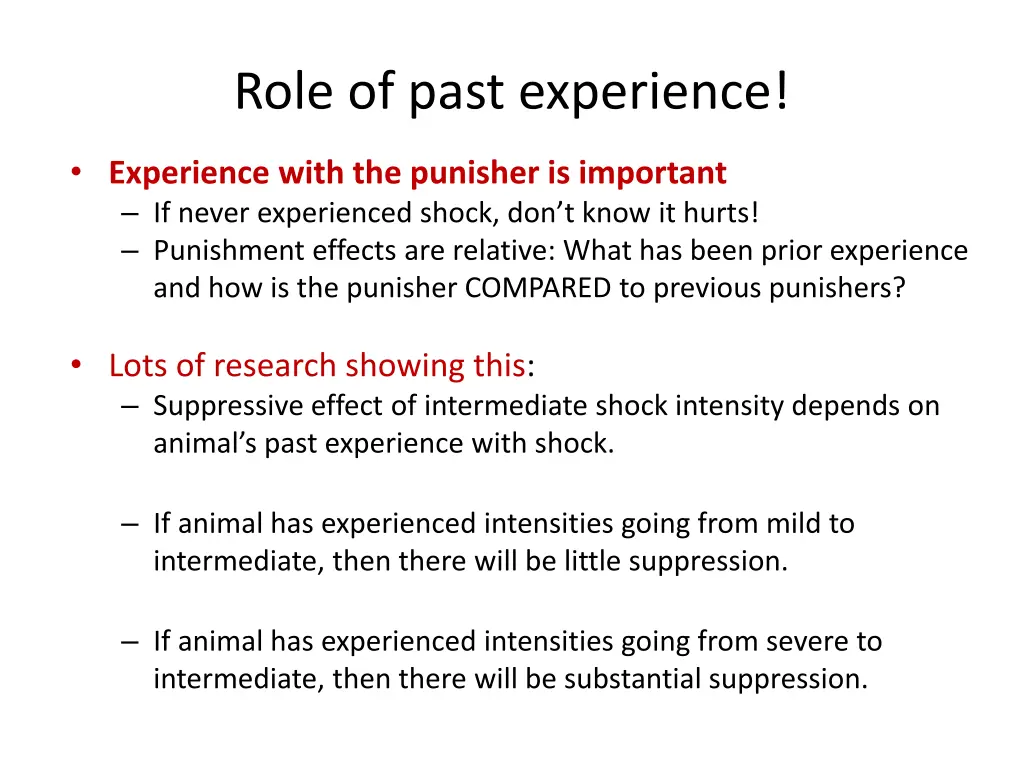 role of past experience