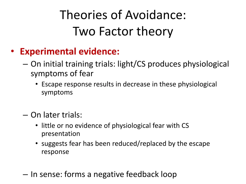 theories of avoidance two factor theory 1