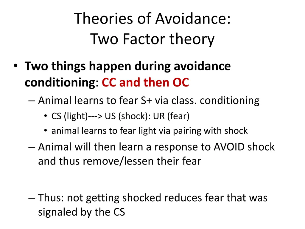 theories of avoidance two factor theory