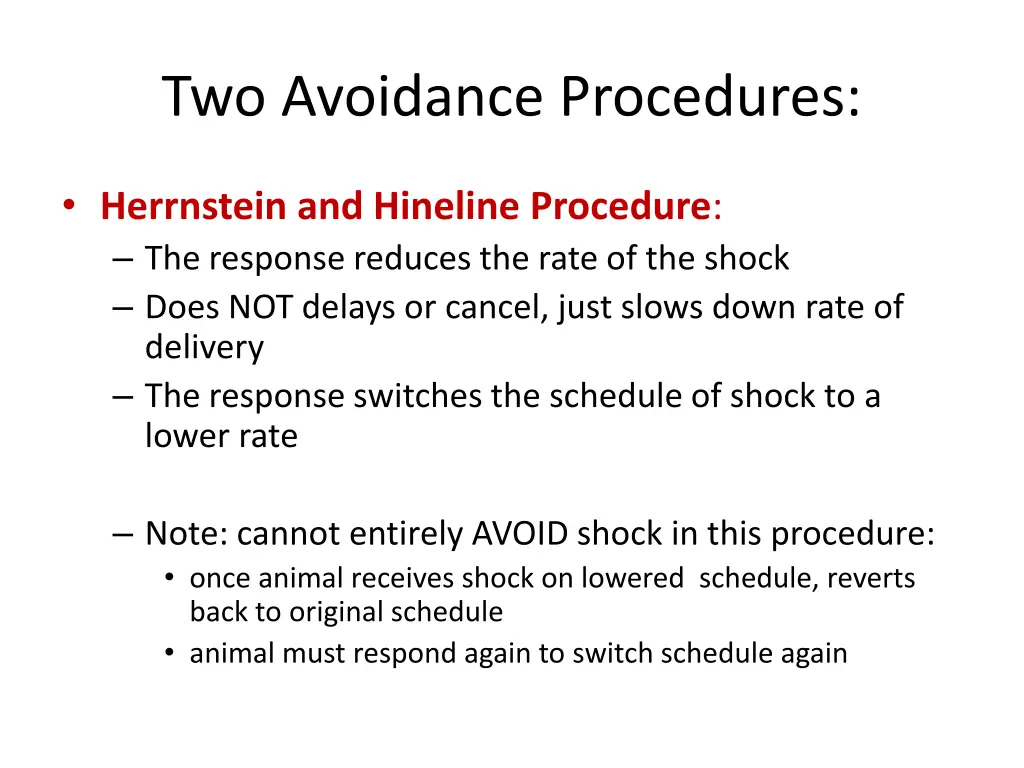 two avoidance procedures 1