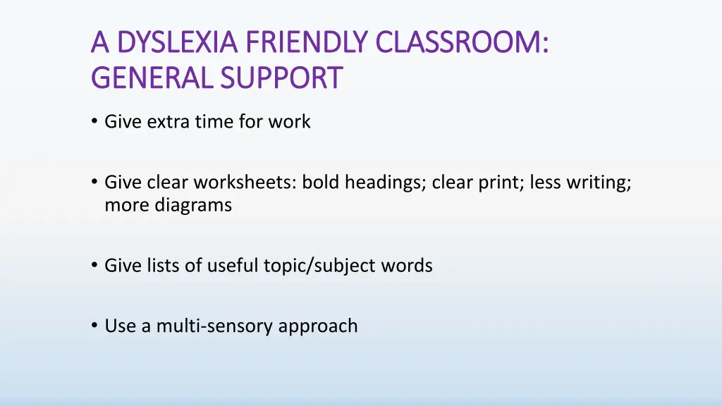 a dyslexia friendly classroom a dyslexia friendly 11