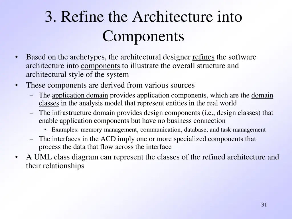 3 refine the architecture into components