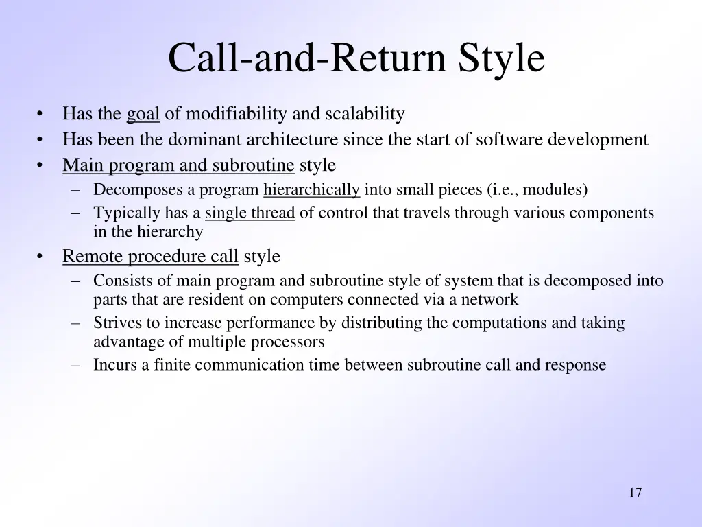 call and return style 1