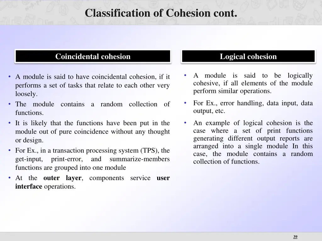 classification of cohesion cont