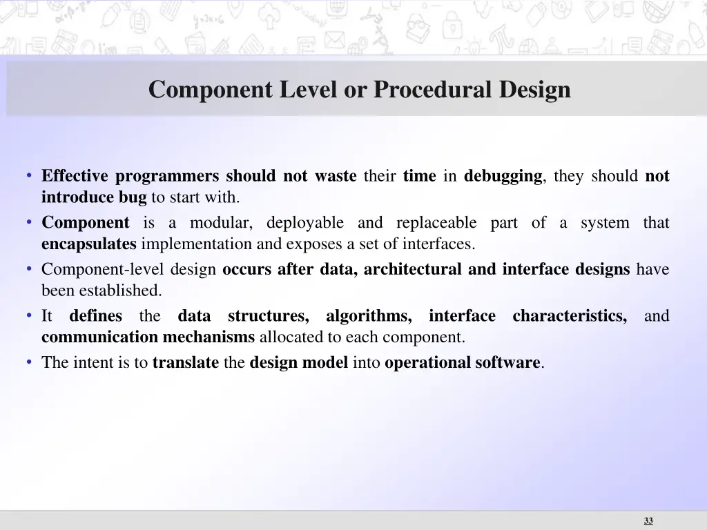 component level or procedural design