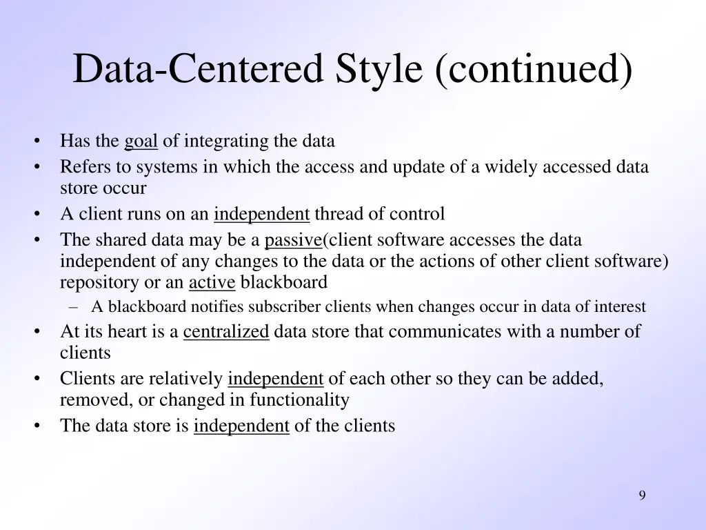 data centered style continued