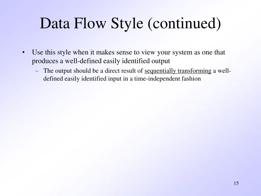 data flow style continued 1