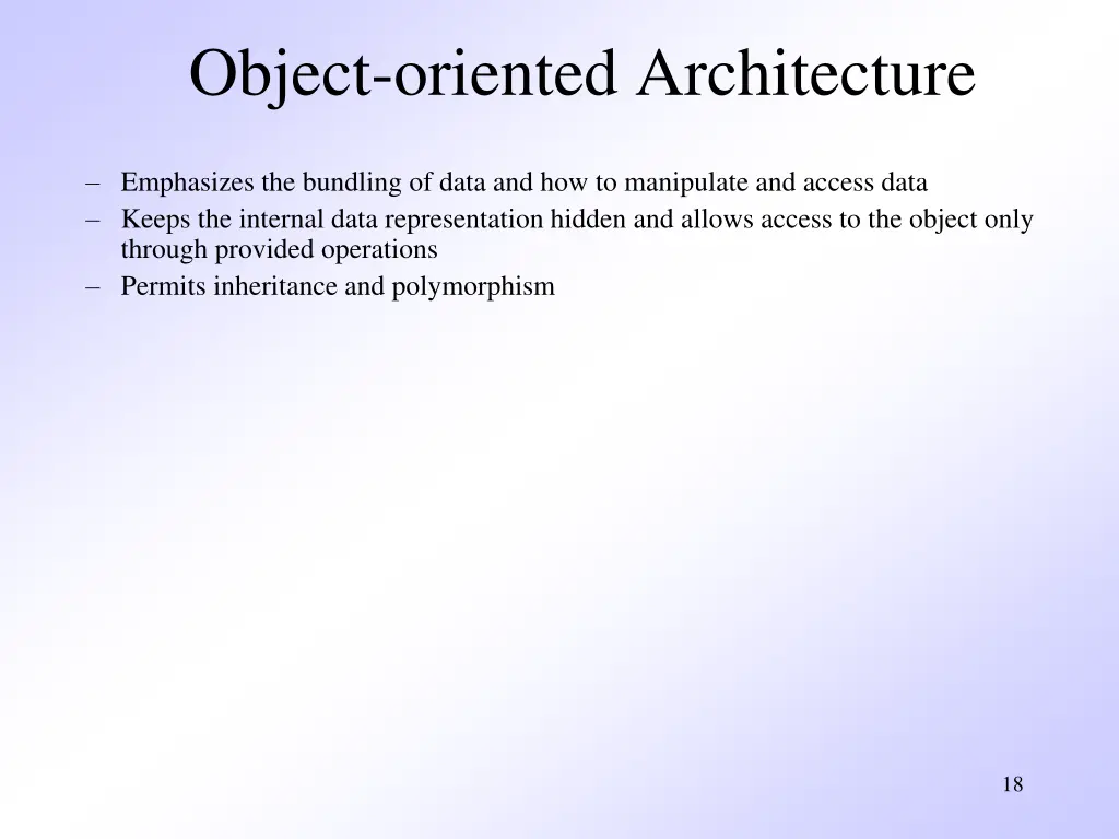 object oriented architecture