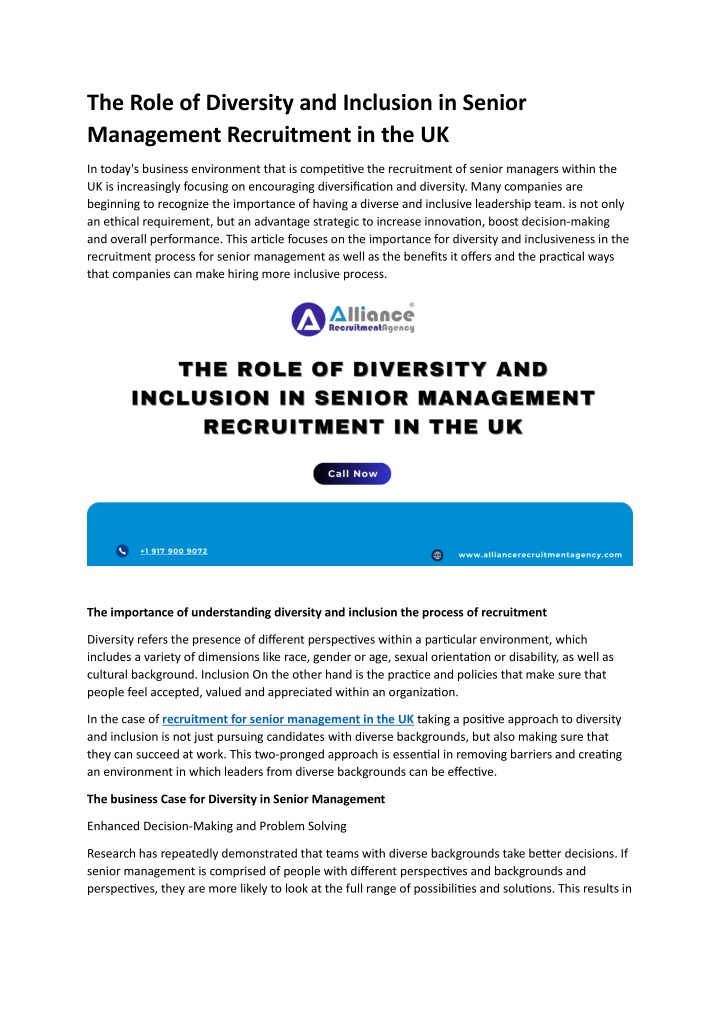 the role of diversity and inclusion in senior