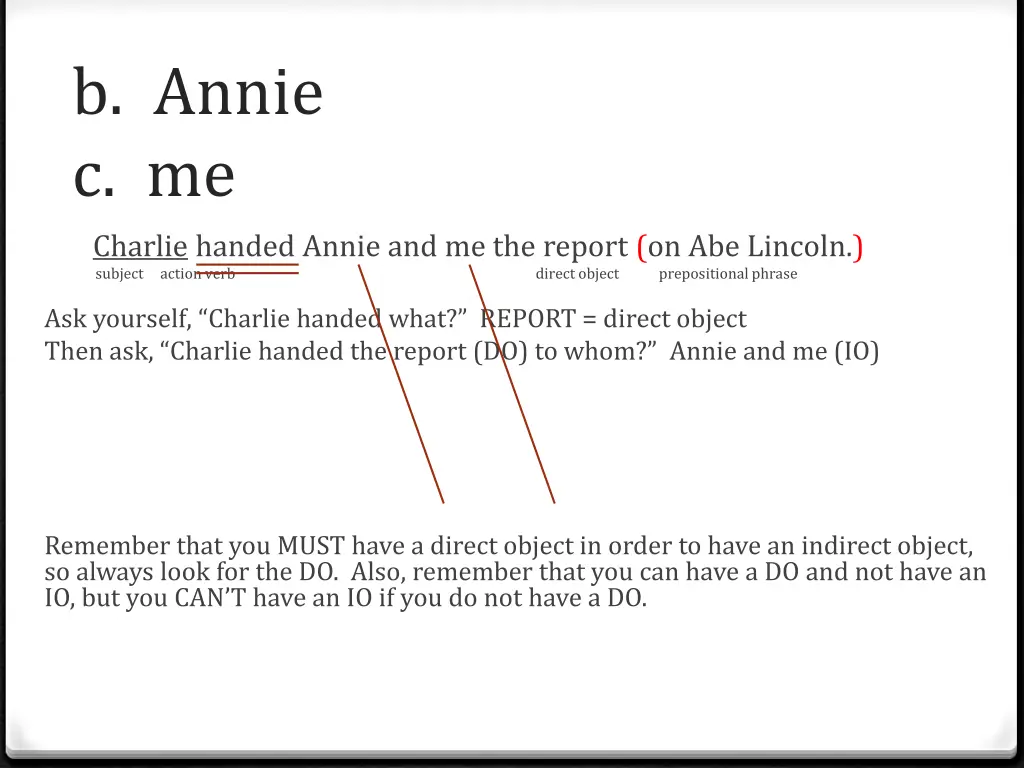 b annie c me charlie handed annie