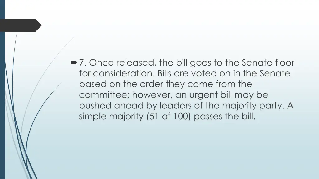 7 once released the bill goes to the senate floor