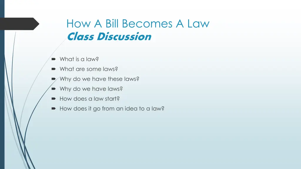 how a bill becomes a law class discussion