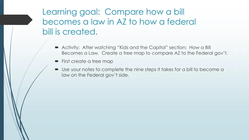 learning goal compare how a bill becomes