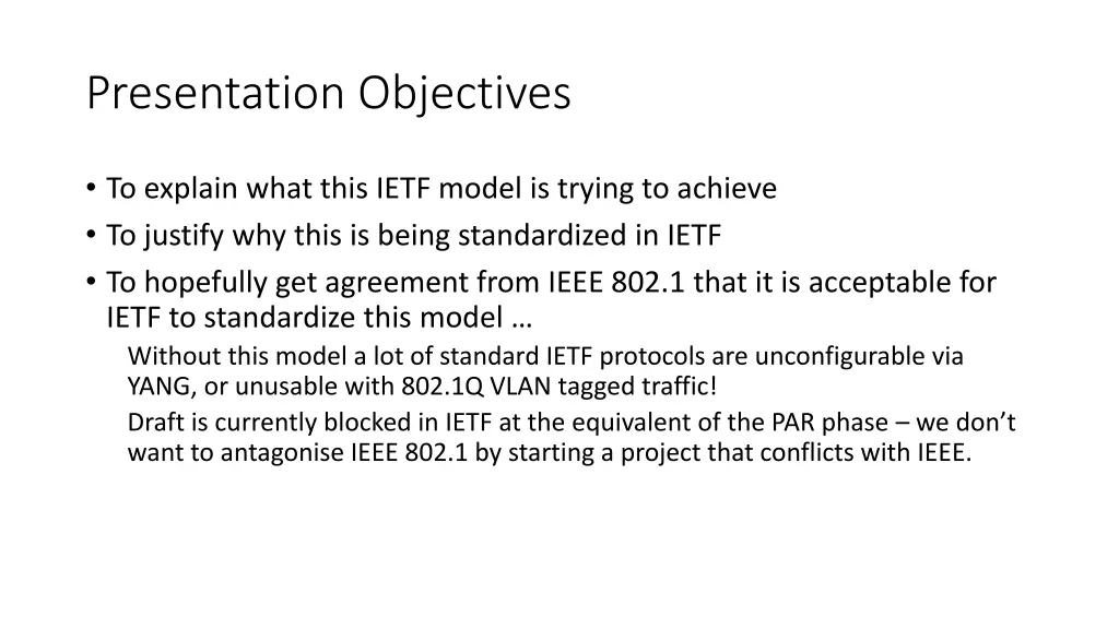 presentation objectives