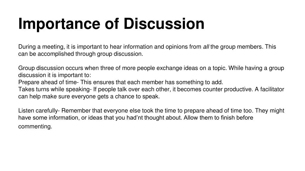 importance of discussion