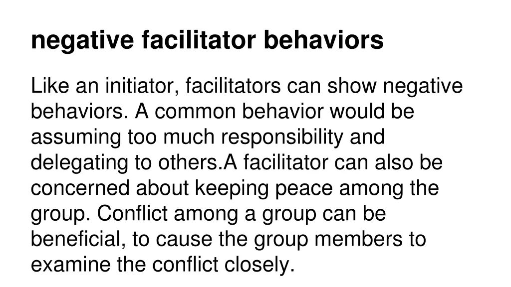 negative facilitator behaviors