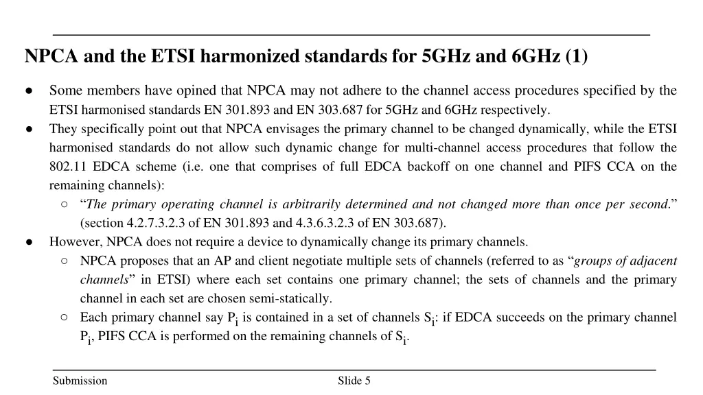 npca and the etsi harmonized standards for 5ghz