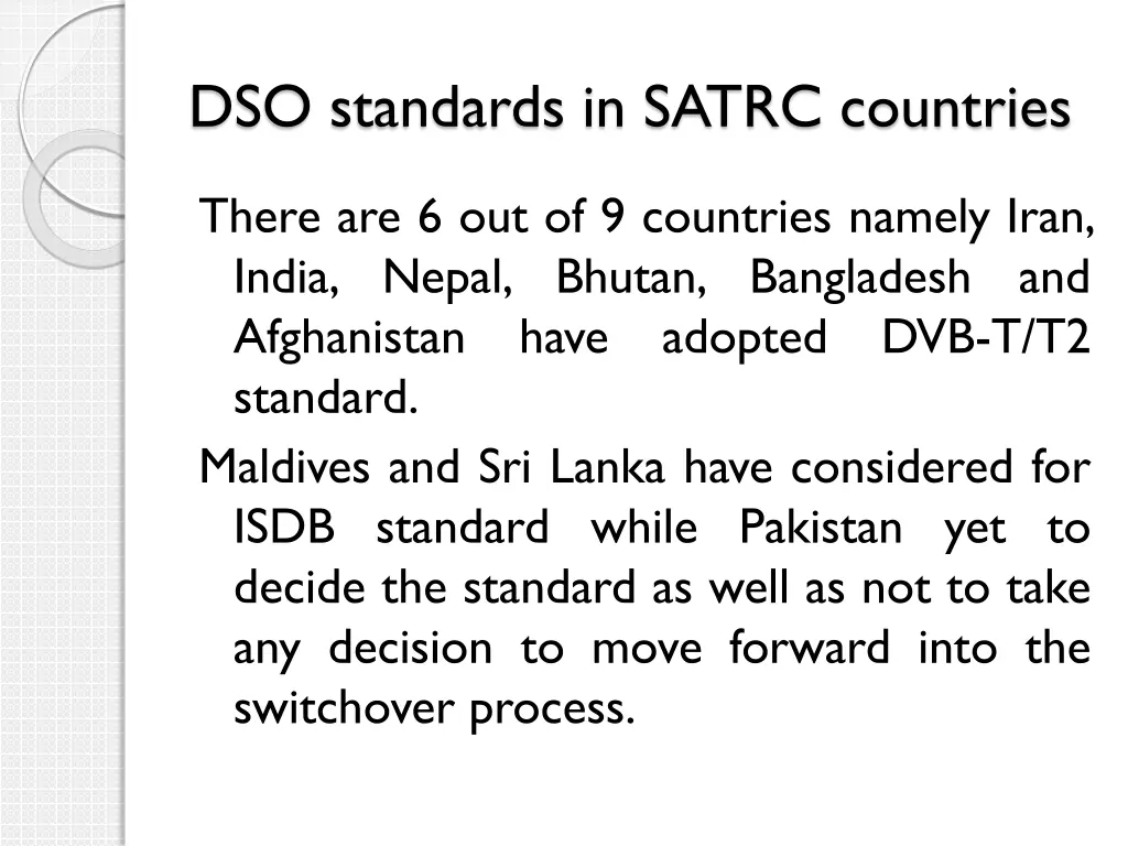 dso standards in satrc countries