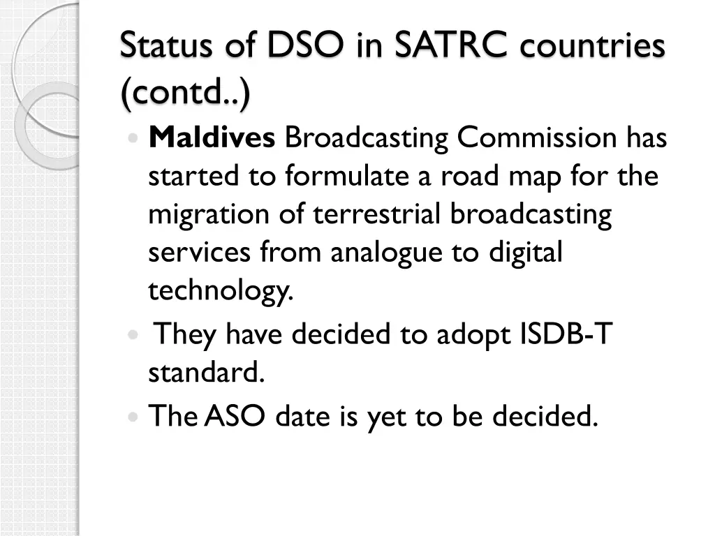 status of dso in satrc countries contd maldives