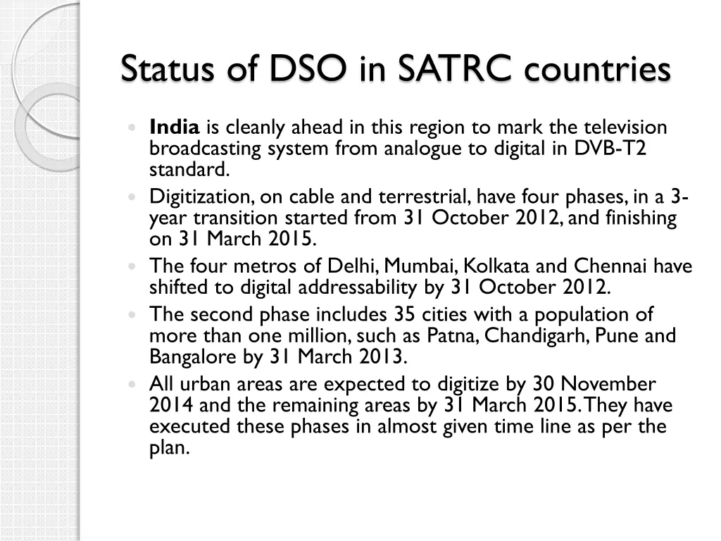 status of dso in satrc countries