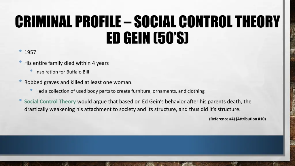 criminal profile social control theory ed gein