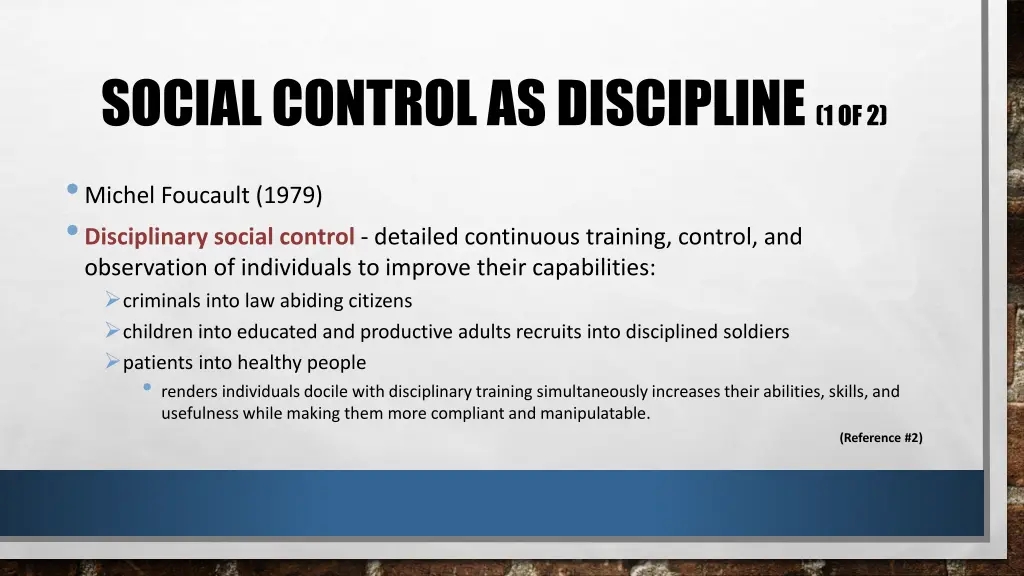 social control as discipline 1 of 2