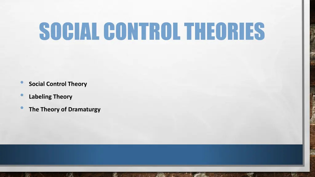 social control theories