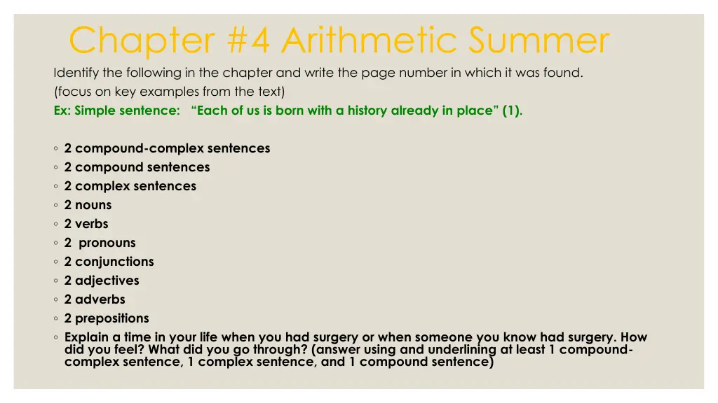 chapter 4 arithmetic summer identify