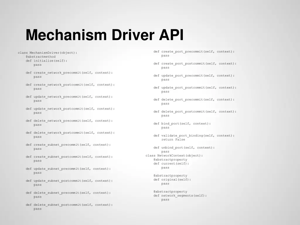 mechanism driver api