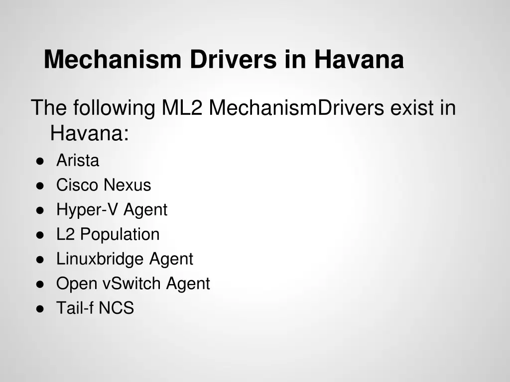 mechanism drivers in havana