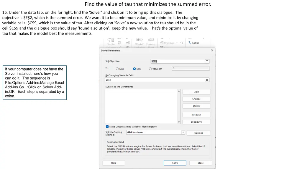 find the value of tau that minimizes the summed