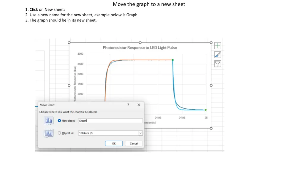 move the graph to a new sheet