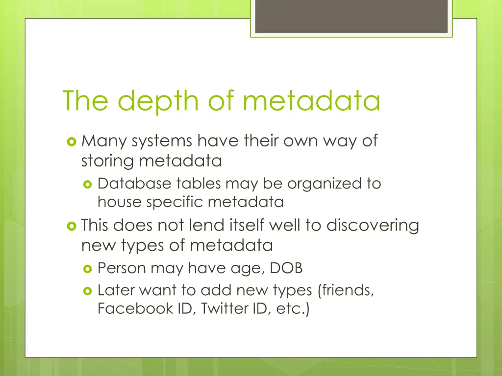 the depth of metadata