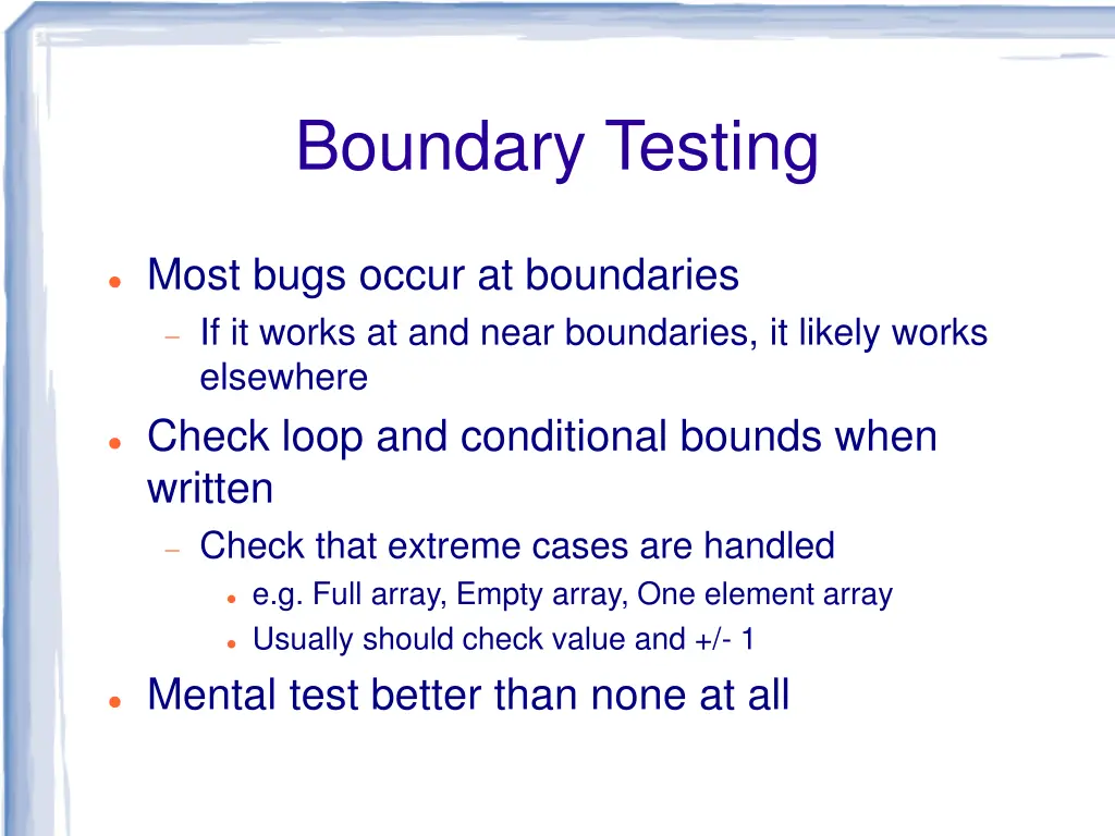 boundary testing