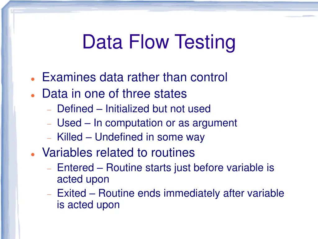 data flow testing