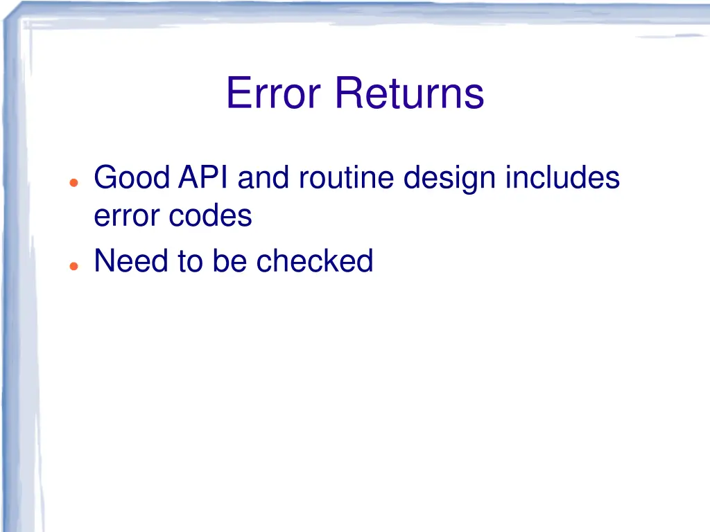 error returns