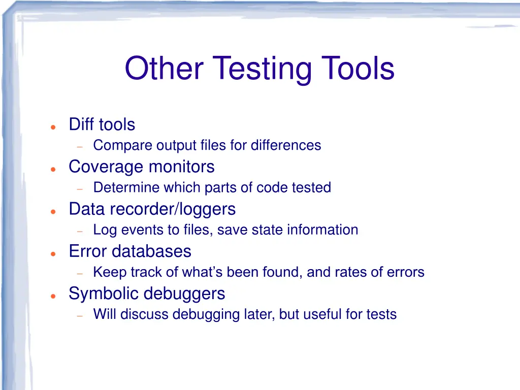 other testing tools