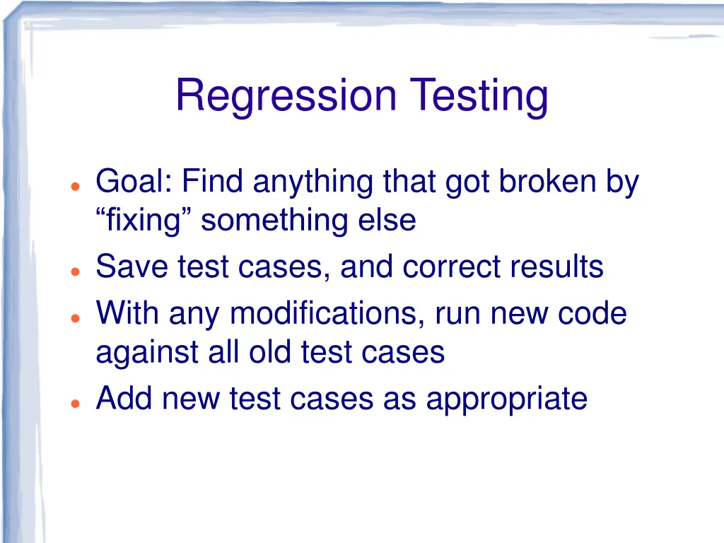 regression testing