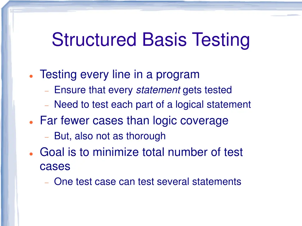 structured basis testing